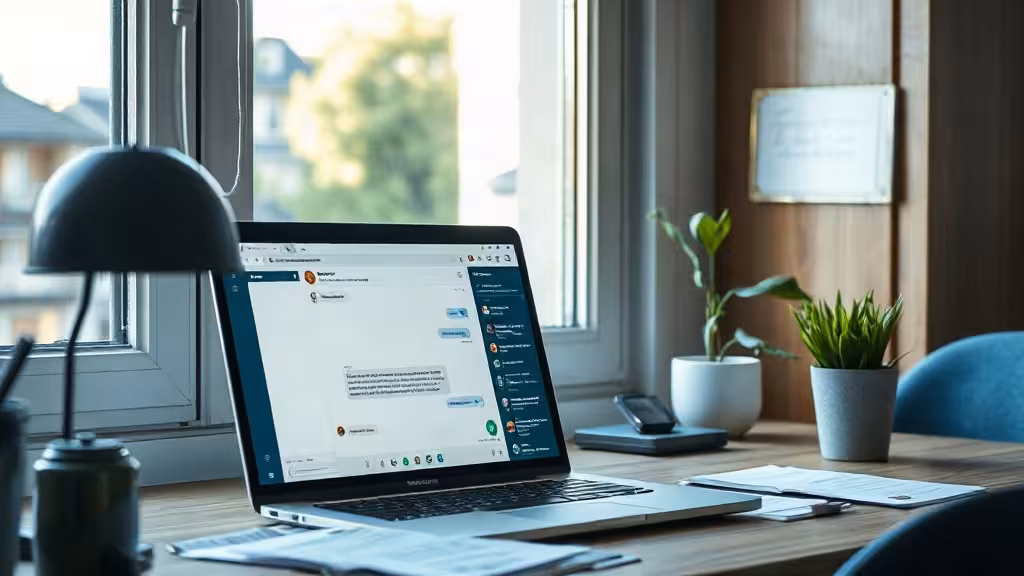 Ordinateur affichant un assistant conversationnel pour utiliser ChatGPT sans compte