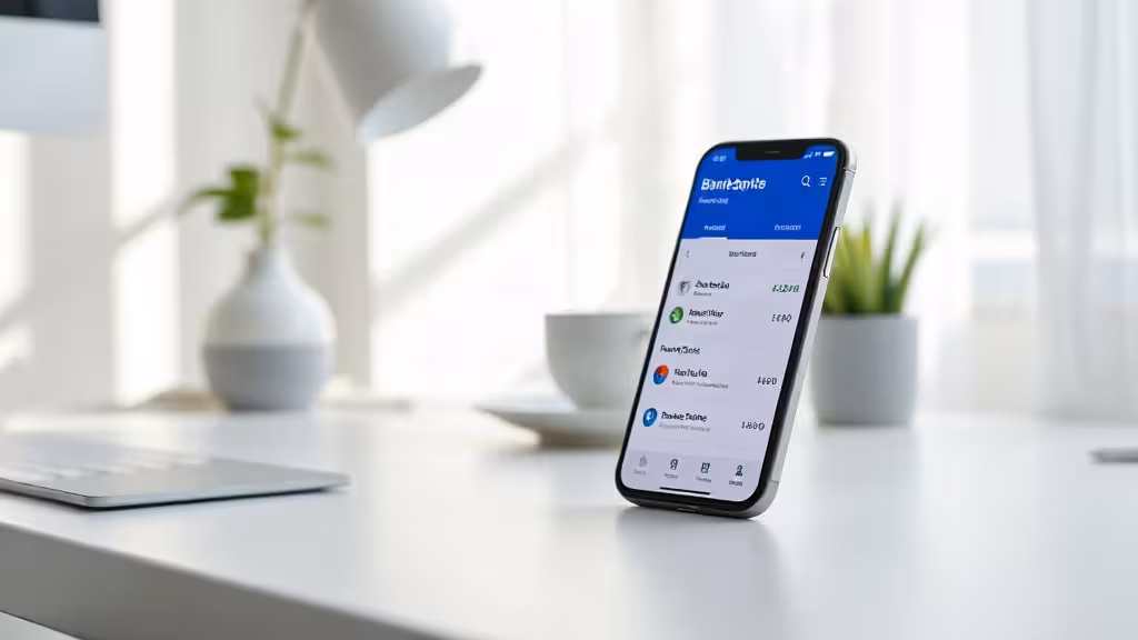 Consultation d'un code de parrainage BoursoBank sur un smartphone dans un environnement de travail professionnel