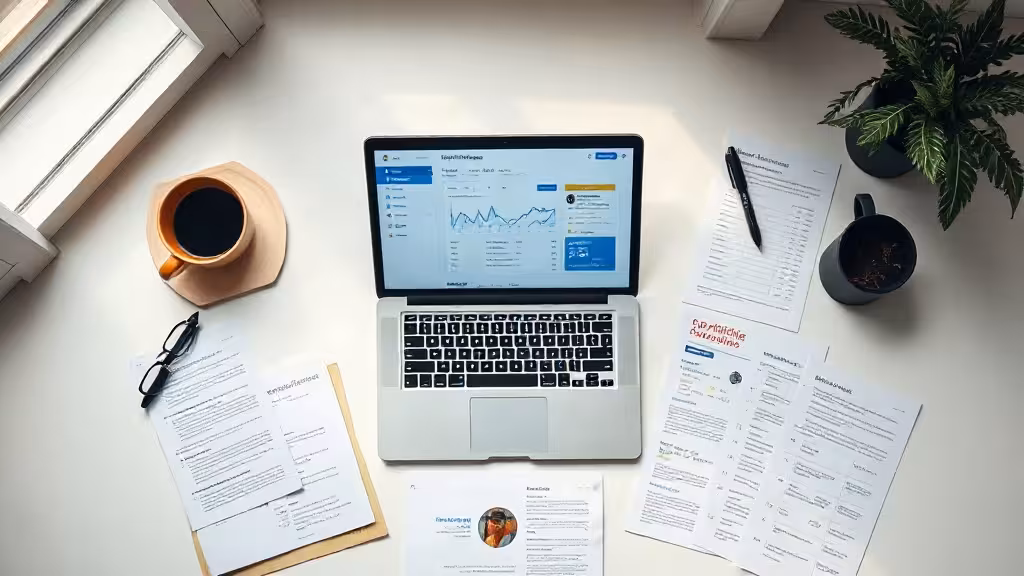Bureau d'affilié débutant affichant tableau de bord confus avec zéro conversion et données éparses