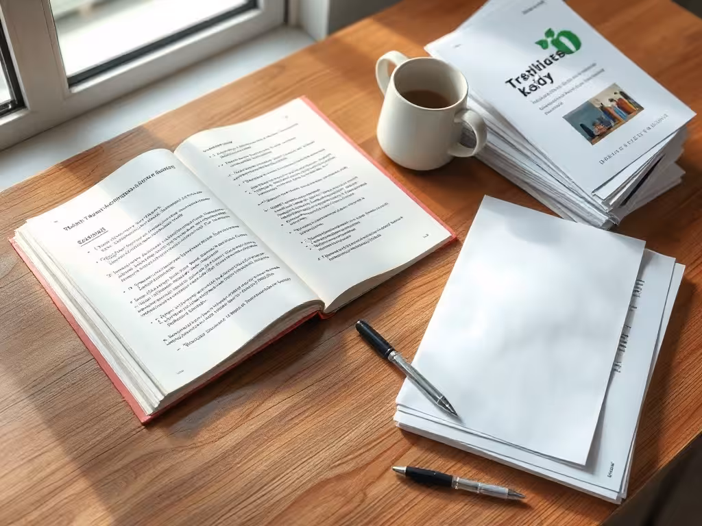 Matériels de formation: cahier, notes manuscrites, certificats et ressources d'apprentissage professionnel