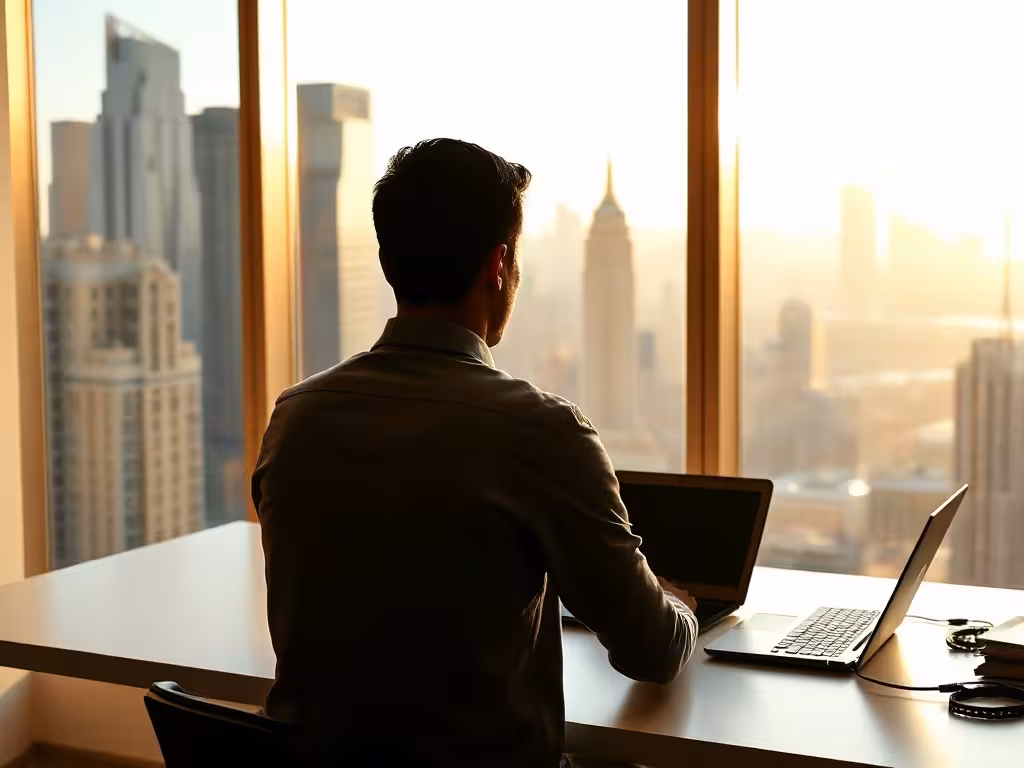Entrepreneur concentré face aux défis concrets de l'automatisation