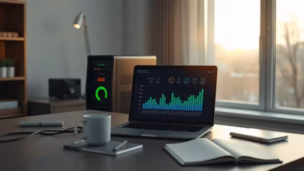 Comparatif o2switch vs PlanetHoster dans un bureau avec serveurs et indicateurs de performance