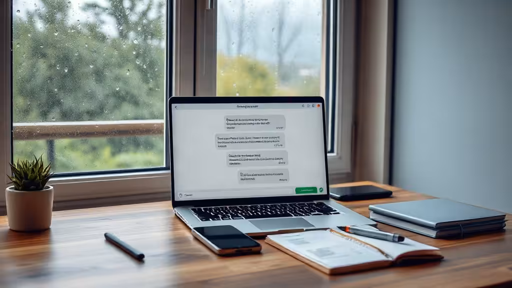 Bureau avec ordinateur et documents pour contacter le support ChatGPT depuis la France.
