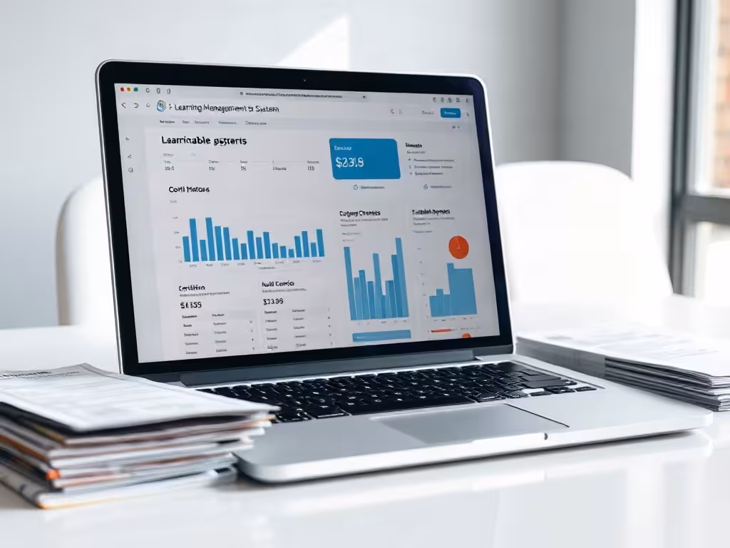 Écran LMS affichant les rapports de progression et les données exportables pour audit de formation professionnelle.