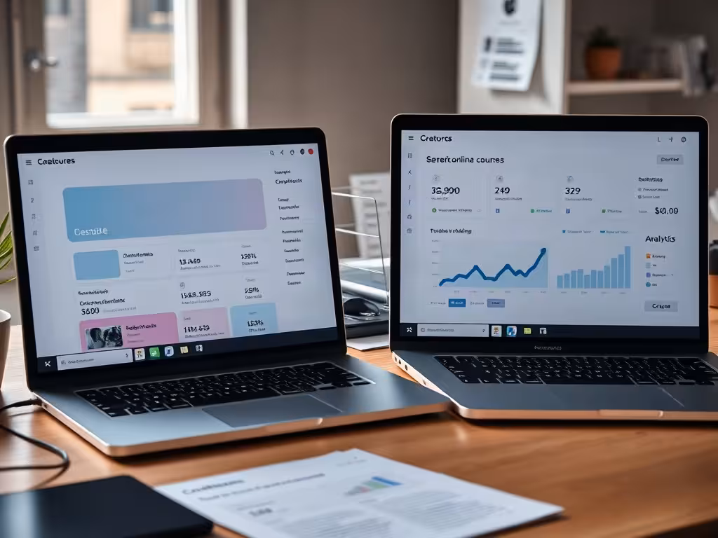 Comparaison visuelle entre Teachizy LMS et LearnyBox pour gérer une formation.