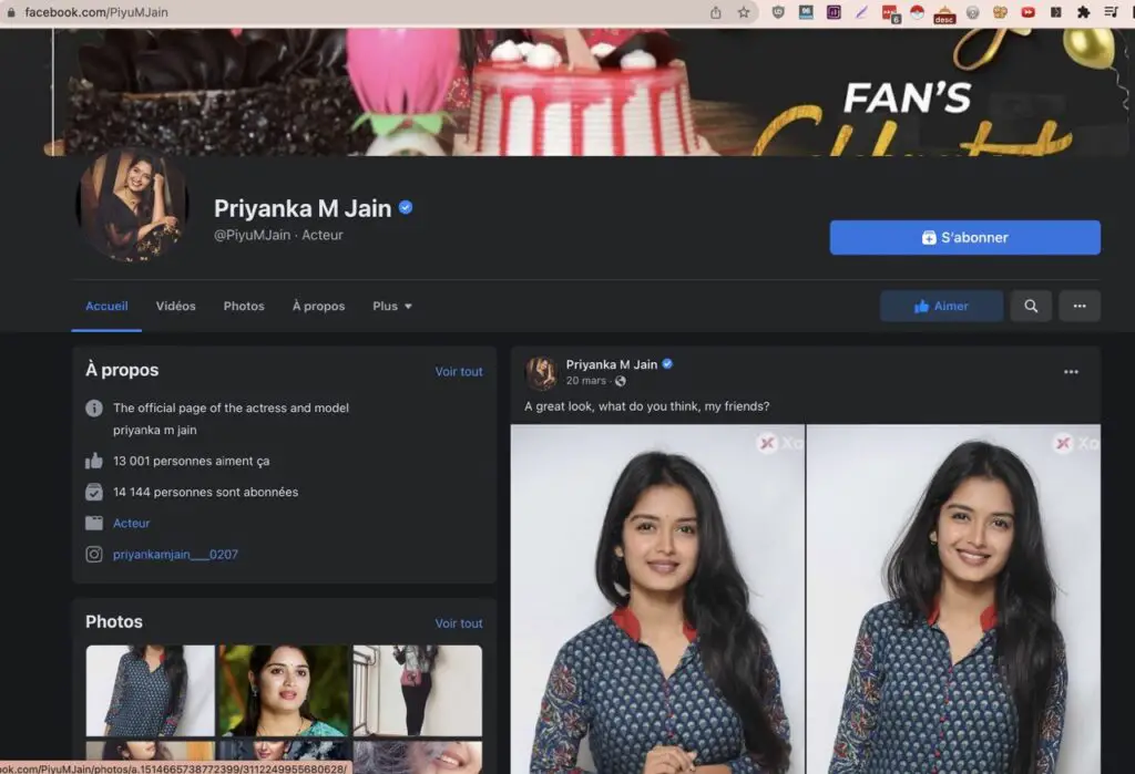 profil facebook Priyanka M Jain