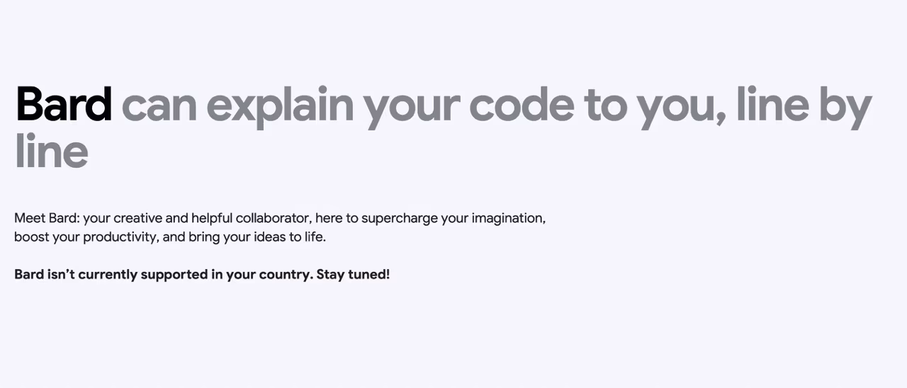 Bard isn’t currently supported in your country. Stay tuned!