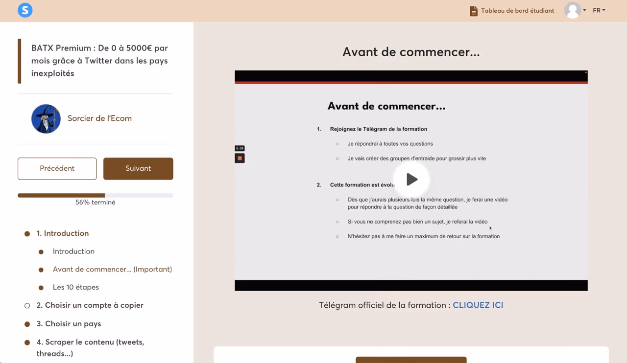 Avis formation BATX Premium : de 0 à 5000€/mois sur Twitter (sorcier de l’Ecom)