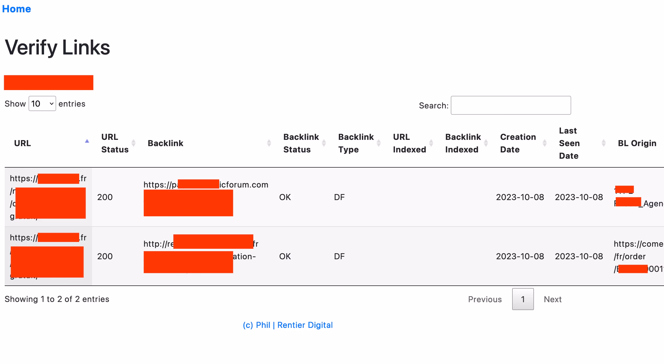 Outil de suivi des Backlink v1